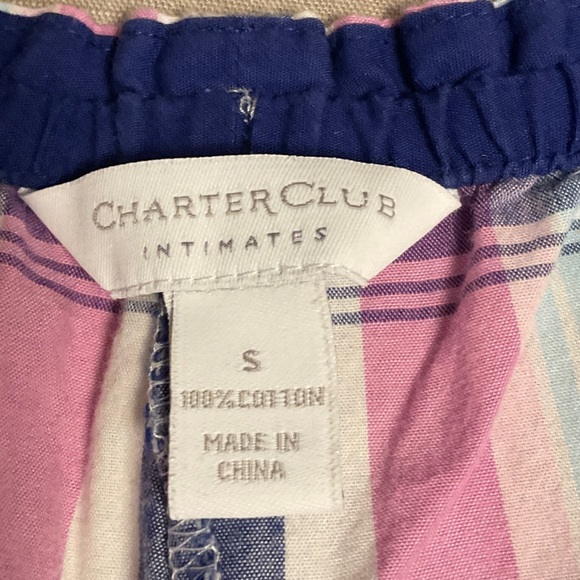 Charter Club Pink and Blue Plaid Track Pants - Picture 3 of 4